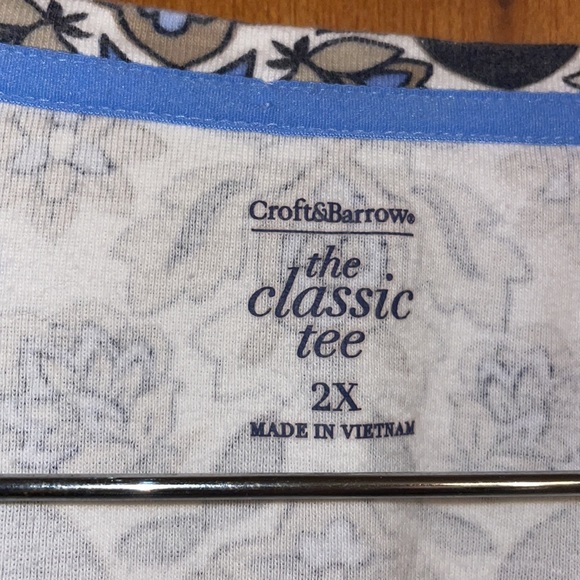 •CROFT & BARROW•BLUE/WHITE CLASSIC V-NECK TEE SIZE 2X - Picture 4 of 7